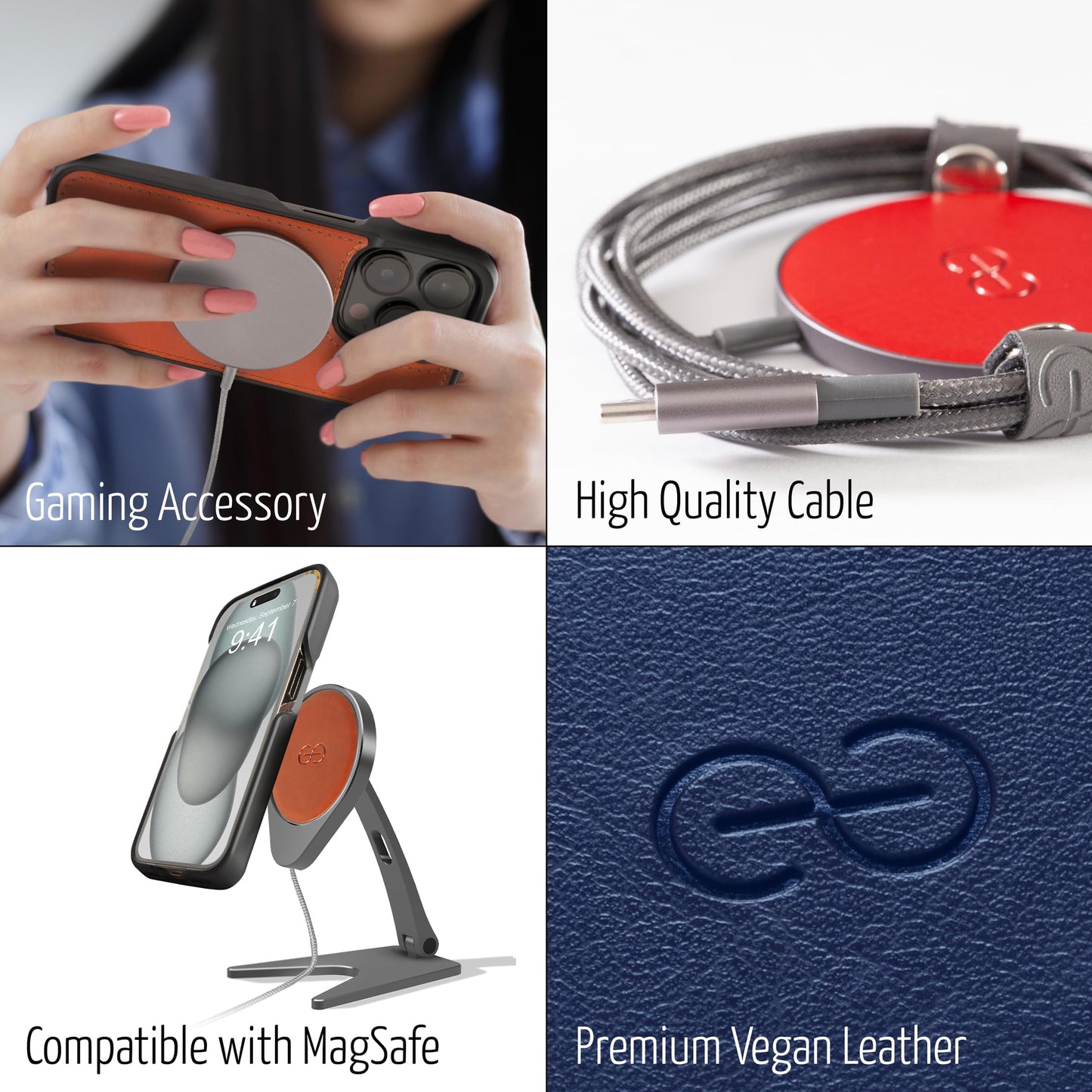 Dreem Empower Magnetic Wireless Charger Pad - Compatible with MagSafe for iPhone 17/16/15/14/13/12 & Qi-Certified Devices - Premium Vegan Leather