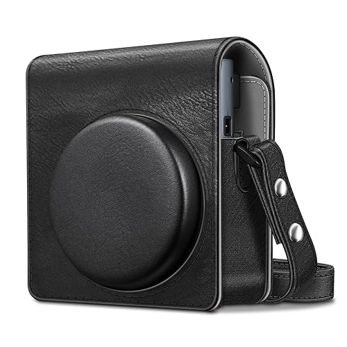 Fintie Protective Case for Fujifilm Instax Mini 41 Instant Camera - Premium Vegan Leather Bag Cover with Removable Adjustable Strap, Vintage Black