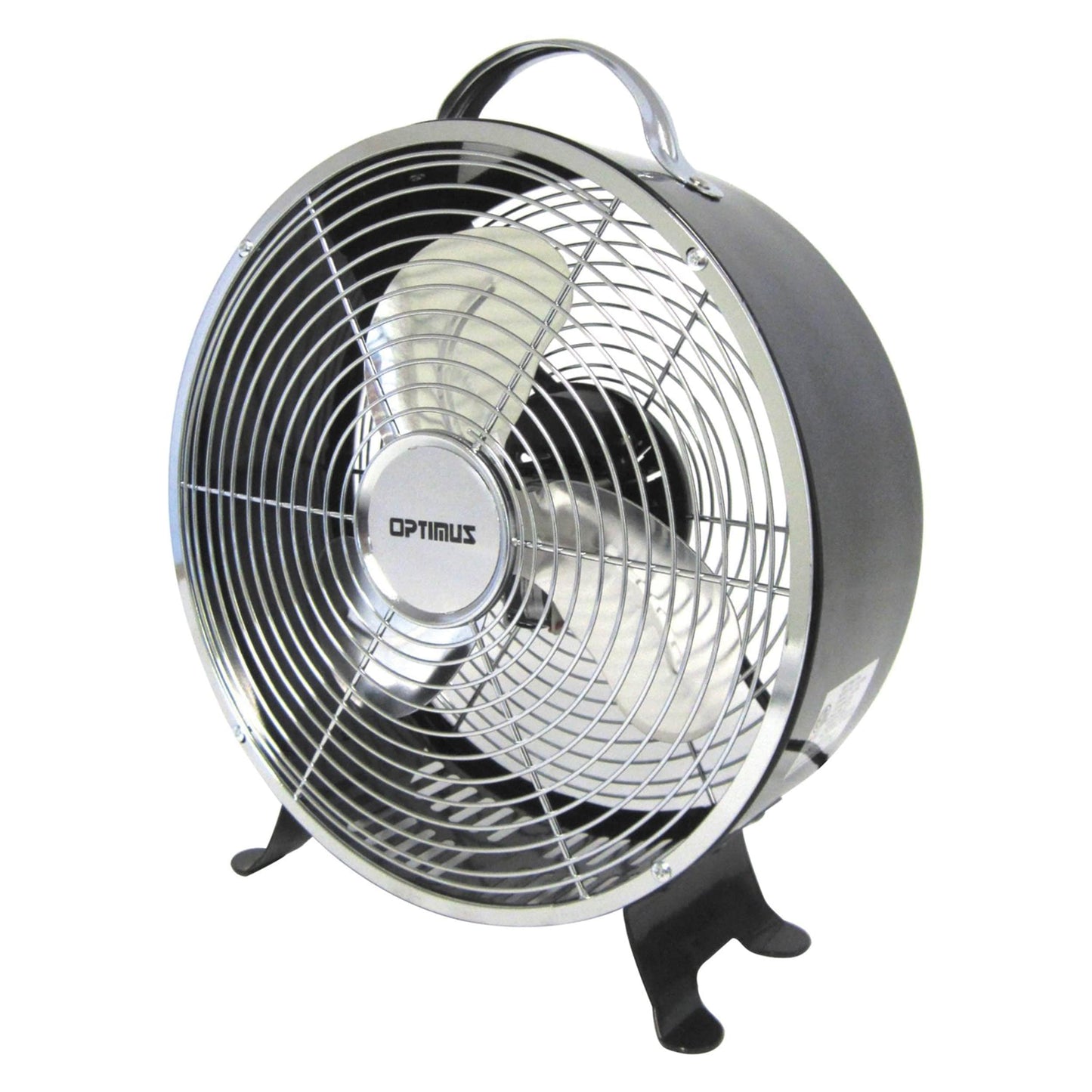 Optimus F-6310BK F-6310 2-Speed 50-Watt 10-In. Portable Retro Drum Fan (Black)
