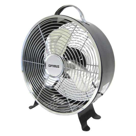 Optimus F-6310BK F-6310 2-Speed 50-Watt 10-In. Portable Retro Drum Fan (Black)