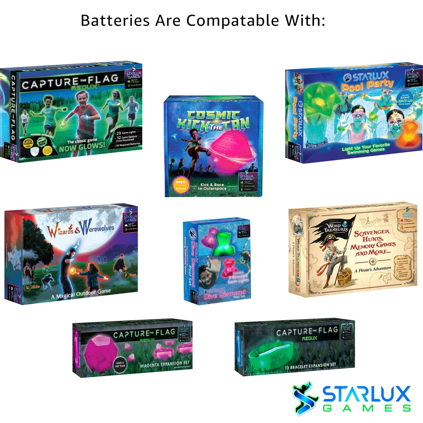 Starlux Games Battery Replacement Set | 48 CR1220 Batteries | for Capture The Flag Redux, Cosmic Kick The Can, Dive Diamonds & More | Compatible…