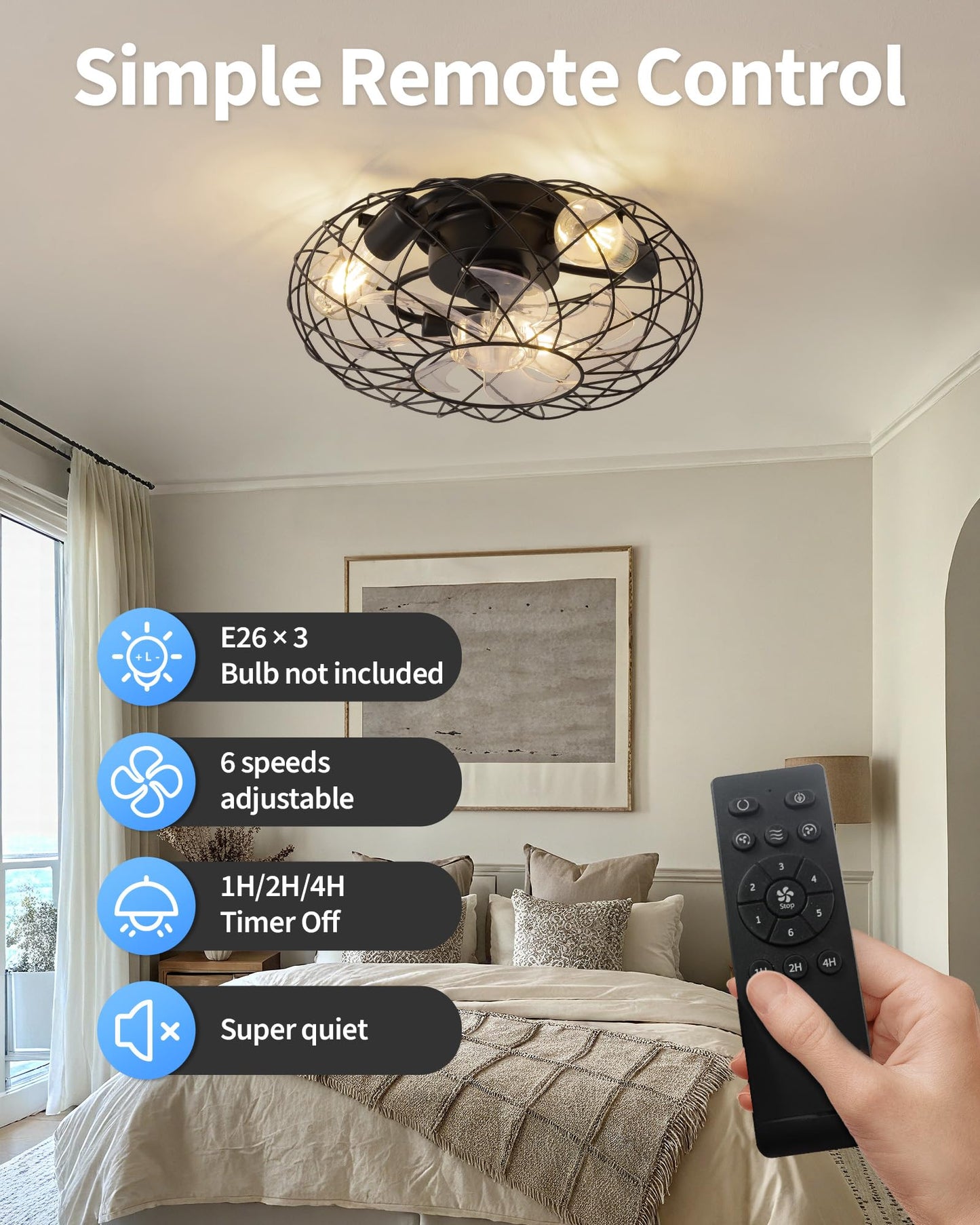 KDG 15.8? Retro Low Profile LED Ceiling Fans with Light