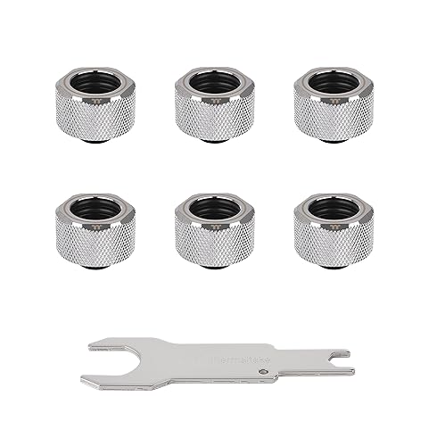 Thermaltake Pacific Chrome 4 Build-In O-Rings C-Pro G1/4 PETG 16mm OD Compression Fitting 6 Pack CL-W213-CU00SL-B