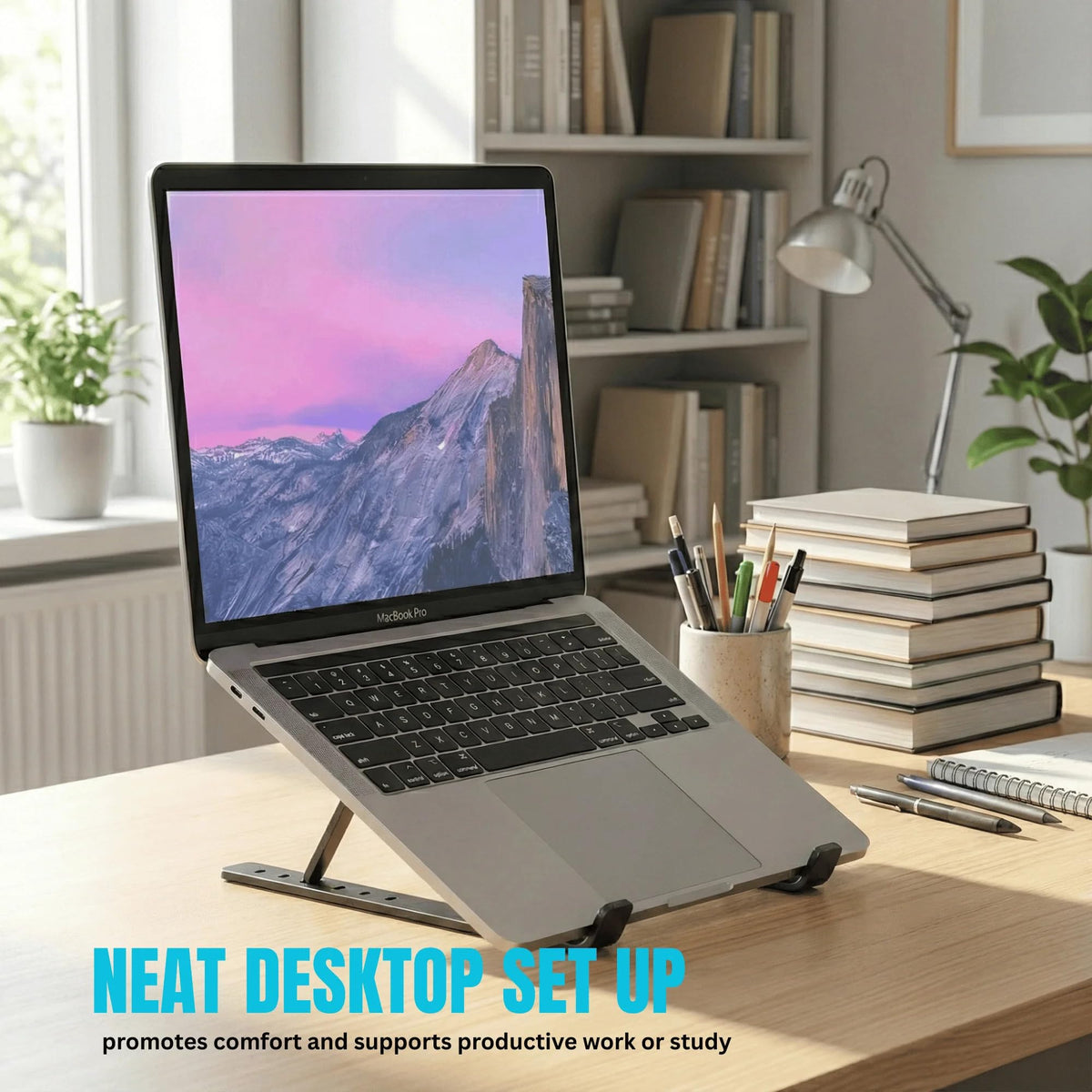 VerdeVida Laptop Stand, Portable Laptop Holder Computer Stand for Desk, Metal Foldable Laptop Riser with 6 Levels Height Adjustment, Compatible
