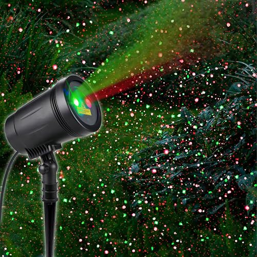 Christmas Projector Lights Outdoor, Christmas Laser Lights Spotlight Red and Green Star Show with Rf Wireless Remote Christmas Decorations for Outdoor
