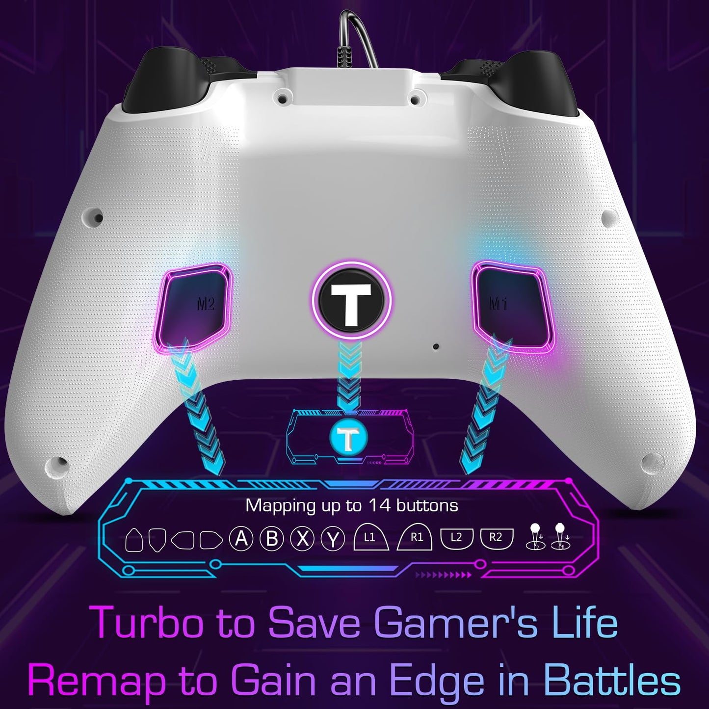 UGAME Wired Xbox Controller for X Box Series X S One PC PS4 Switch, Gaming Control Controllers with 1000Hz Polling Rate No Drift Stick, Custom Paddles