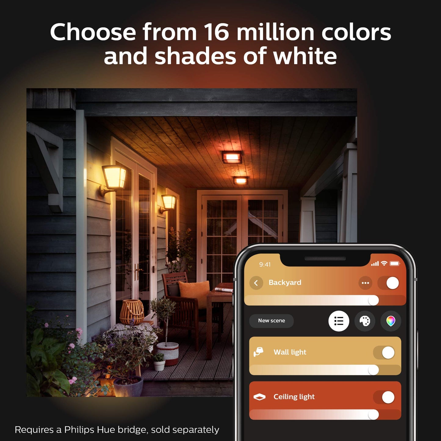 Philips Hue Econic Up Outdoor Smart Wall Light, Black - E26 White and Color Ambiance LED Color-Changing Bulb - 1 Pack - Requires Hue Bridge - Control