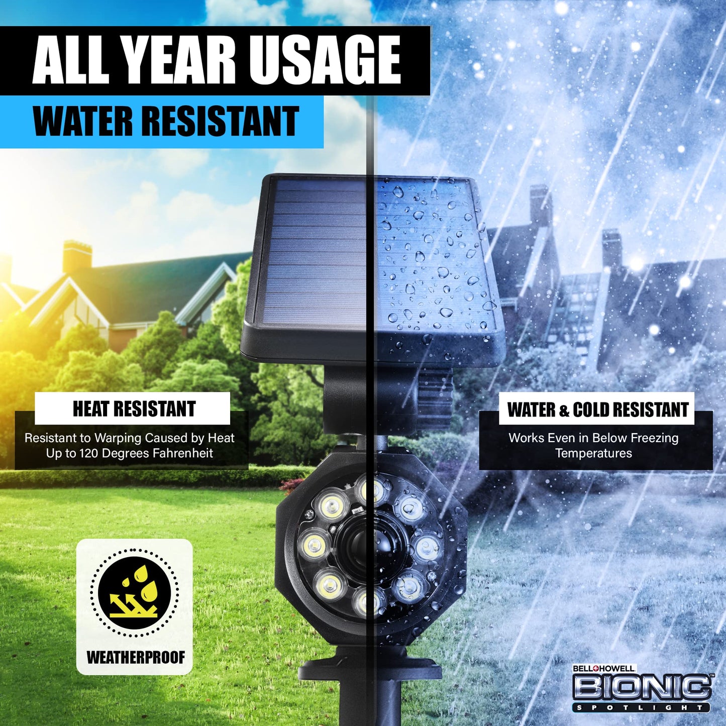 Bell+Howell Bionic Spotlight Motion Solar Spot Lights Outdoor Waterproof, Landscape Light, Outdoor Solar Yard Lighting Weather Resistant, Super Bright