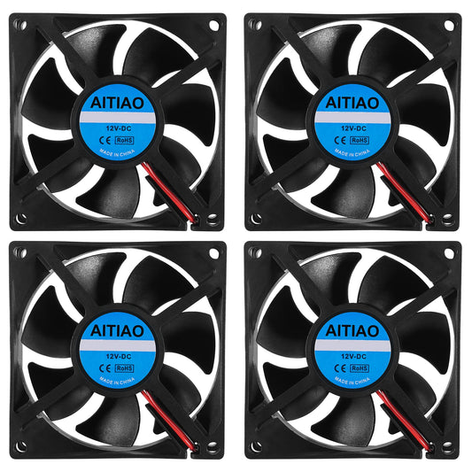 AITIAO 4PCS 8025 Dual Ball Bearing Quiet Computer Case Fan 12V DC 80mm 80mm 25mm High Speed Muffin Cooling Fans for 3D Printer Computer Case Fan CPU