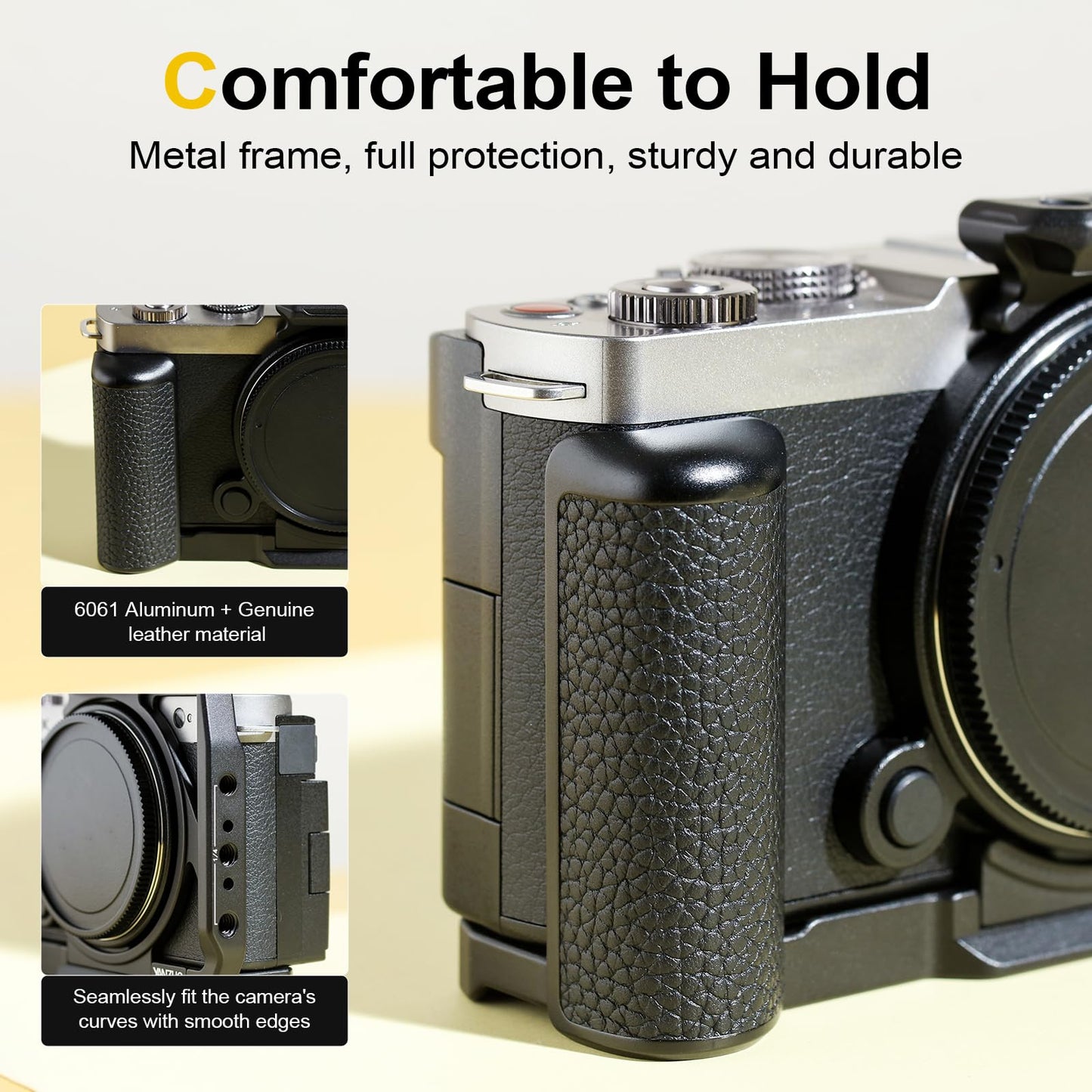 YANZUO Camera Cage for LUMIX S9, Ultra-Light 100g Genuine Leather & Aluminum Rig, 8 Color Options with Arca-Swiss Base & Cold Shoe for Vlogging