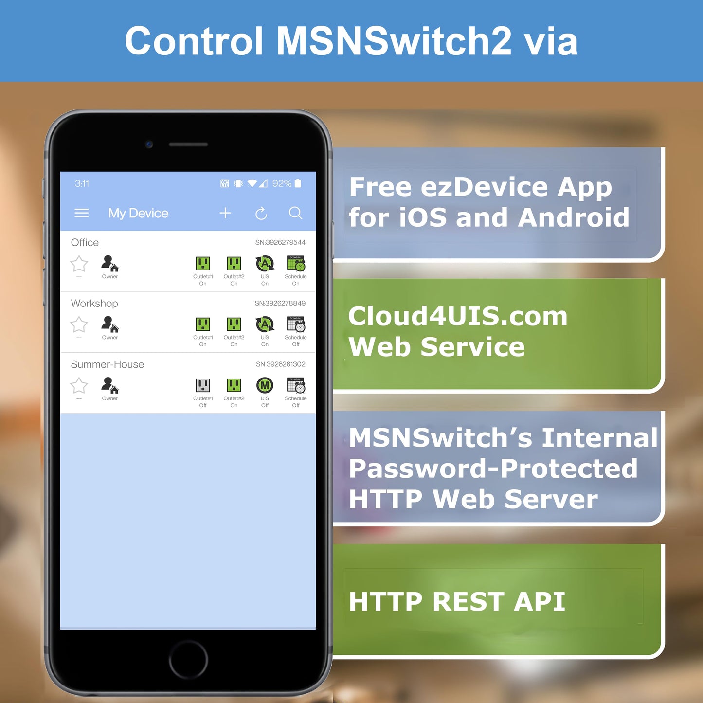 MSNSwitch2 Internet Enabled IP Remote Power Switch with Reboot - Control via Smartphone App, Cloud Service, Web Browser or API - 2 Independent AC