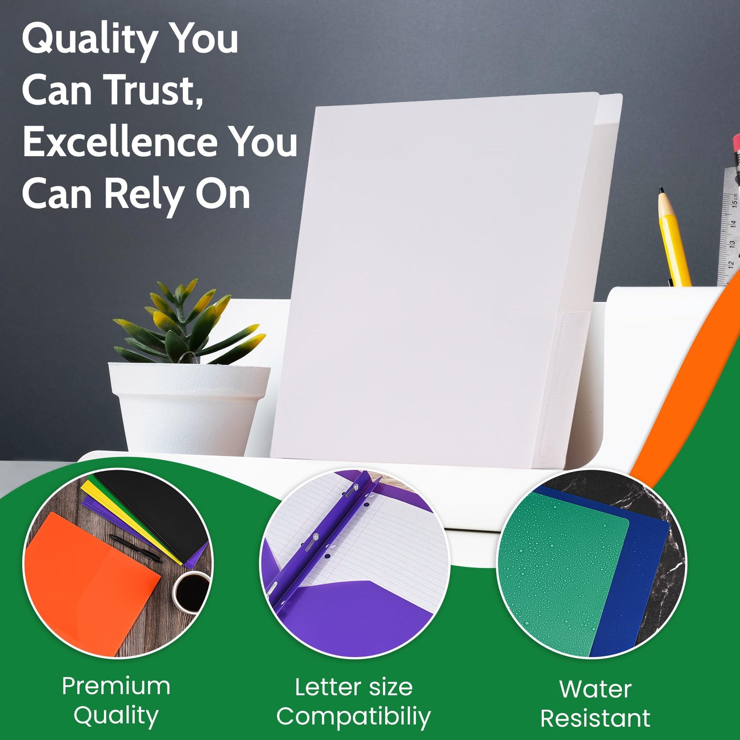24 Pack Blue Plastic Folders with Pockets Heavy Duty. 2 Pocket Folder no Prongs Bulk. Tear-Resistant Letter Size 8.5x11. Presentation Ready School