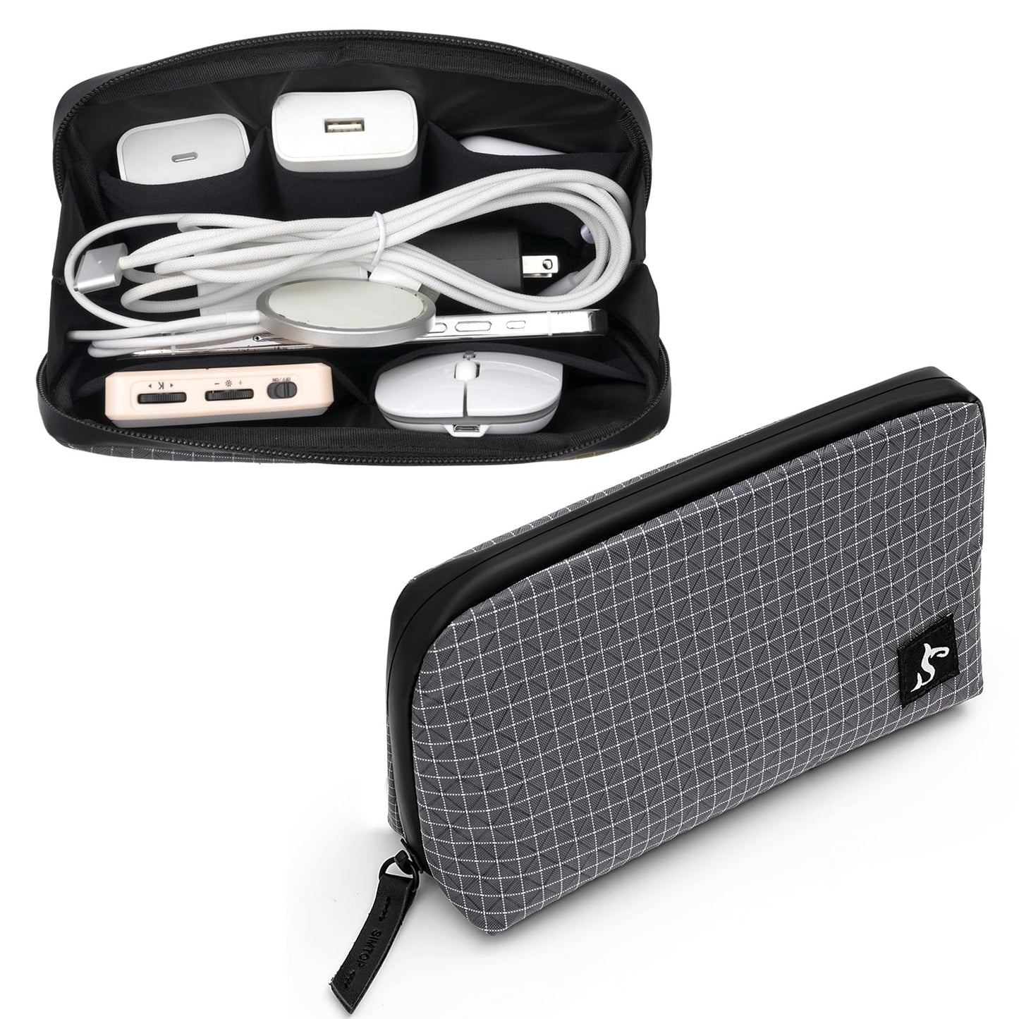 SIMTOP Small Tech Accessory Pouch Cable Organizer Bag, Compact Electronics Travel Case for Charger, Cords, Mouse & Power Bank, Water-Resistant