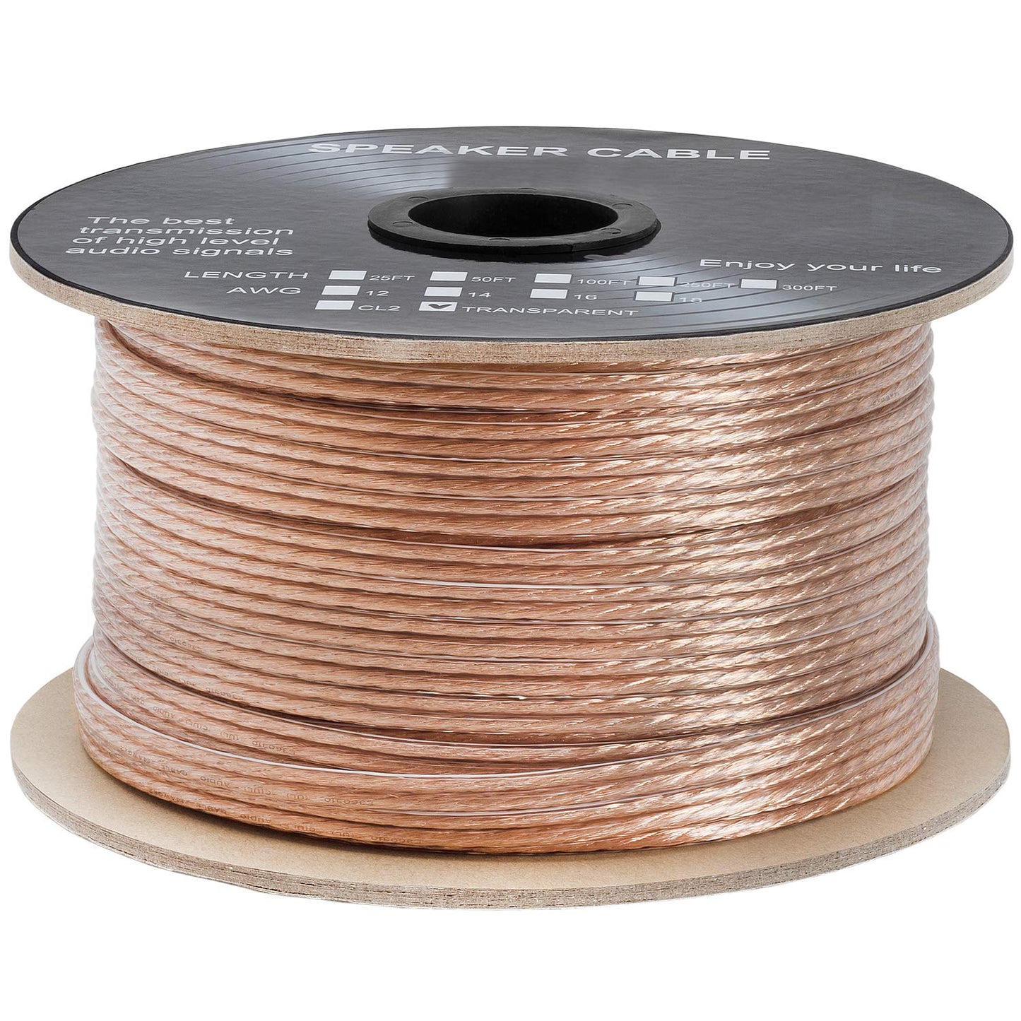 Cmple - 2 Conductor 14AWG Speaker Wire for Home Theater System, Amplifier, Car Audio Speaker Cable - 50 Feet, Clear