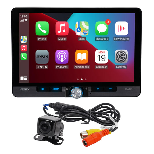 Jensen J1CA10FL-BUC 10.1-inch Certified Apple CarPlay Android Auto Wired or Wireless | Single DIN and Double DIN Touchscreen Car Stereo Radio |