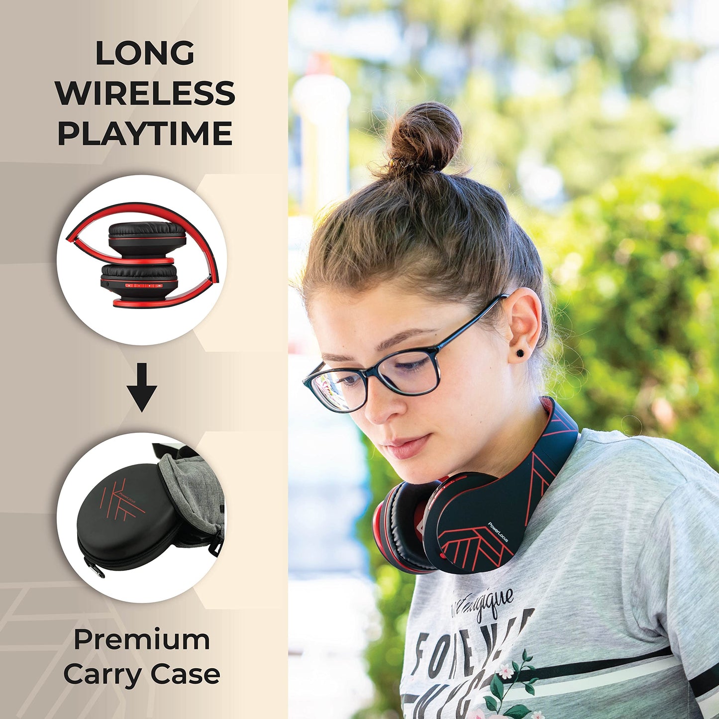 PowerLocus Bluetooth Over-Ear Headphones, Wireless Stereo Foldable Headphones Wireless and Wired Headsets with Built-in Mic, Micro SD/TF, FM…