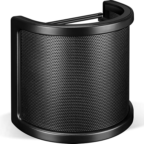 Aokeo Pop Filter, [Upgraded Three Layers] Metal Mesh & Foam & Etamine Layer Microphone Windscreen Cover Handheld Mic Shield Mask,Microphone