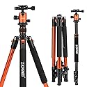 Zomei Q555 62.5'' Camera Tripod,Foldable Lightweight Aluminum Travel Tripod Stand with 360 Degree Ball Head for Vlog Nikon Canon Sony All DSLR