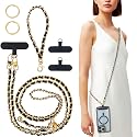 Vxhinqy Universal Crossbody Phone Strap,Metal Cell Phone Chain Leather Anti-Theft Crossbody Lanyard for all smartphone with 1*Wrist Strap?2*Tether