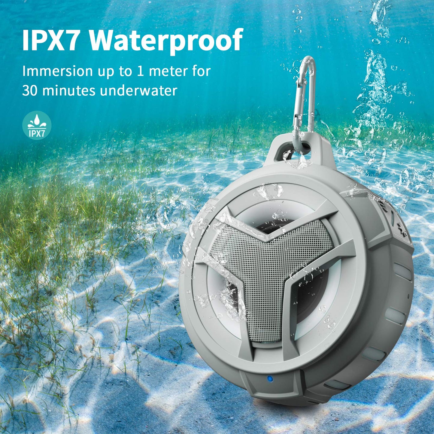 EBODA Shower Bluetooth Speaker, IPX7 Waterproof Portable Floating Speakers with Loud HD Sound, True Wireless Stereo Speaker with LED Light, 24H Play