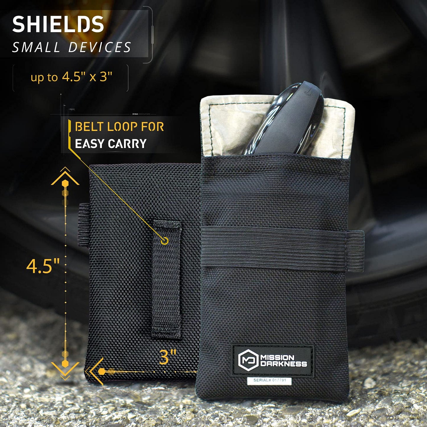 Mission Darkness Faraday Bag for Keyfobs (2-Pack) // RF Shielding Protective Case for Smart Always On Keys Fobs Transmitters Small Electronics Vehicle