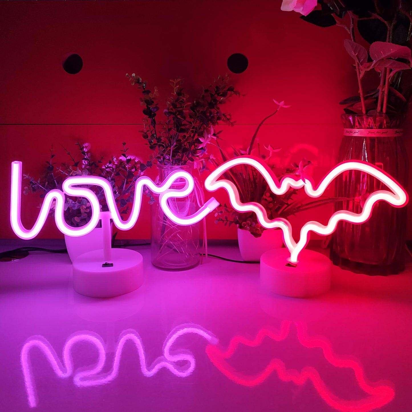 JYWJ Neon Signs with Holder Base,USB or 3-AA Battery Powered Neon Light,LED Table Decoration,Bedroom Wall Decoration,Birthday Gift,Wedding Supplies