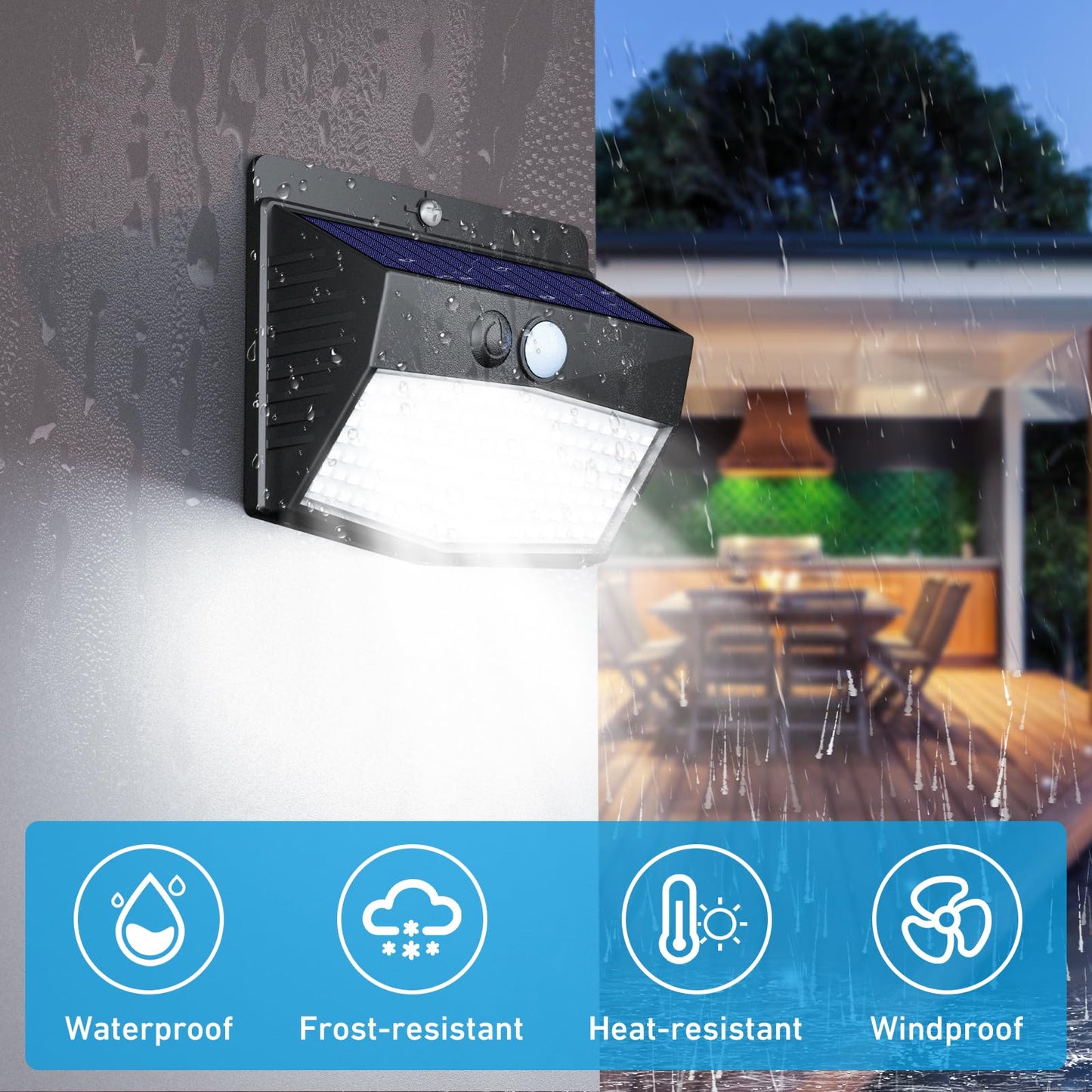 Peasur [6 Packs] Solar Lights Outdoor Motion Sensor Solar Security Lights Waterproof with 3 Lighting Modes Solar Powered Wall Lights Outside