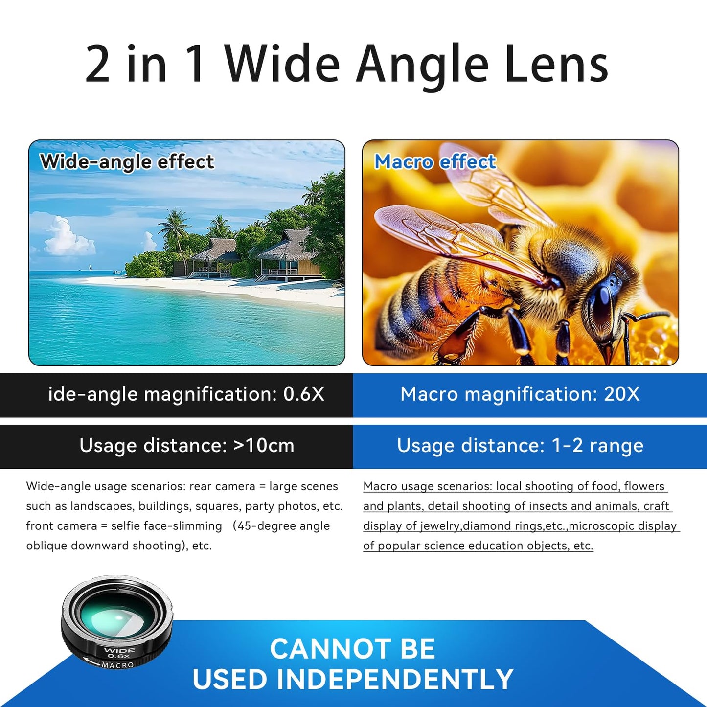 HYTAMY Cell Phone Camera Lens Kit Upgraded Version Telephoto 28X with Wide Angle 0.6X, Macro 20x, Fisheye 198°, Phone Lens Attachment Suitable