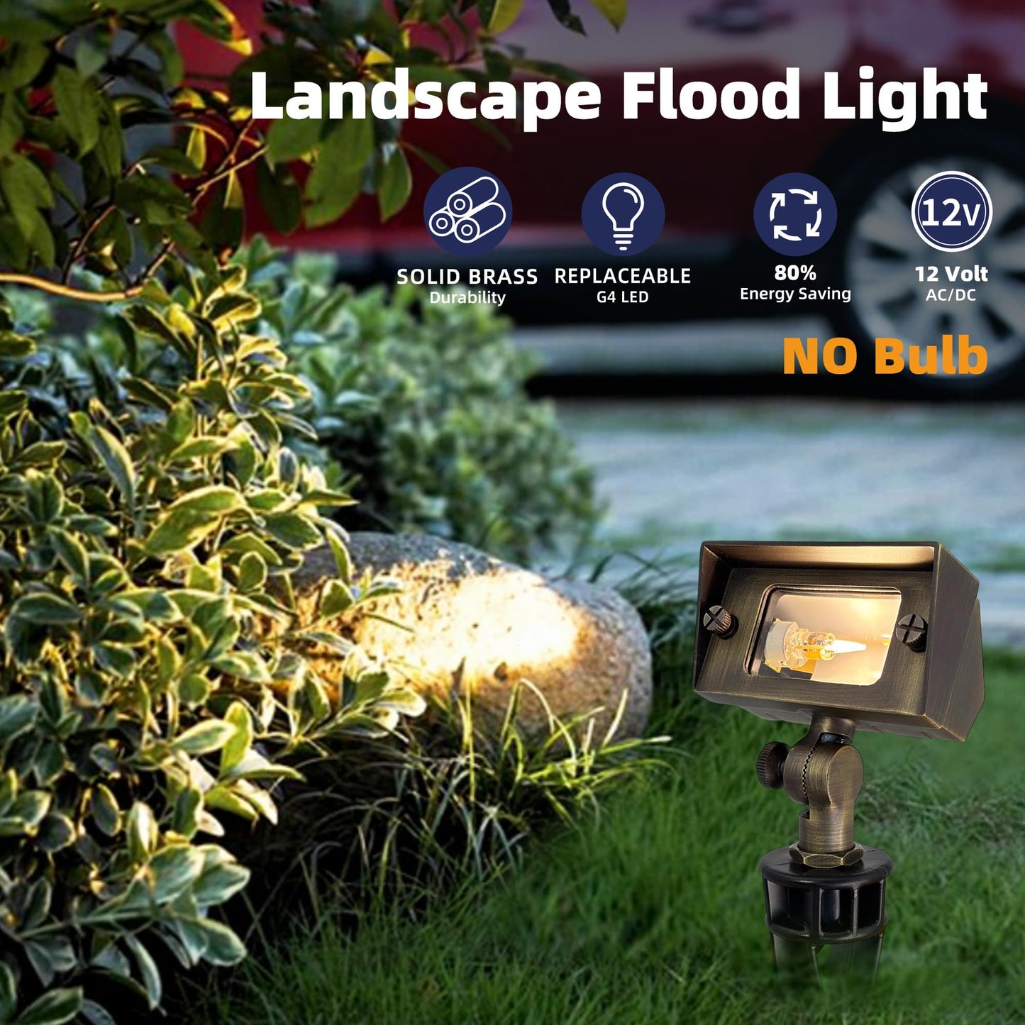 COLOER Cast Brass 12V Flood Light, Low Voltage Flood Light Outdoor with Adjustable Knuckle Mount, Without Bulb, Waterproof Landscape Lighting