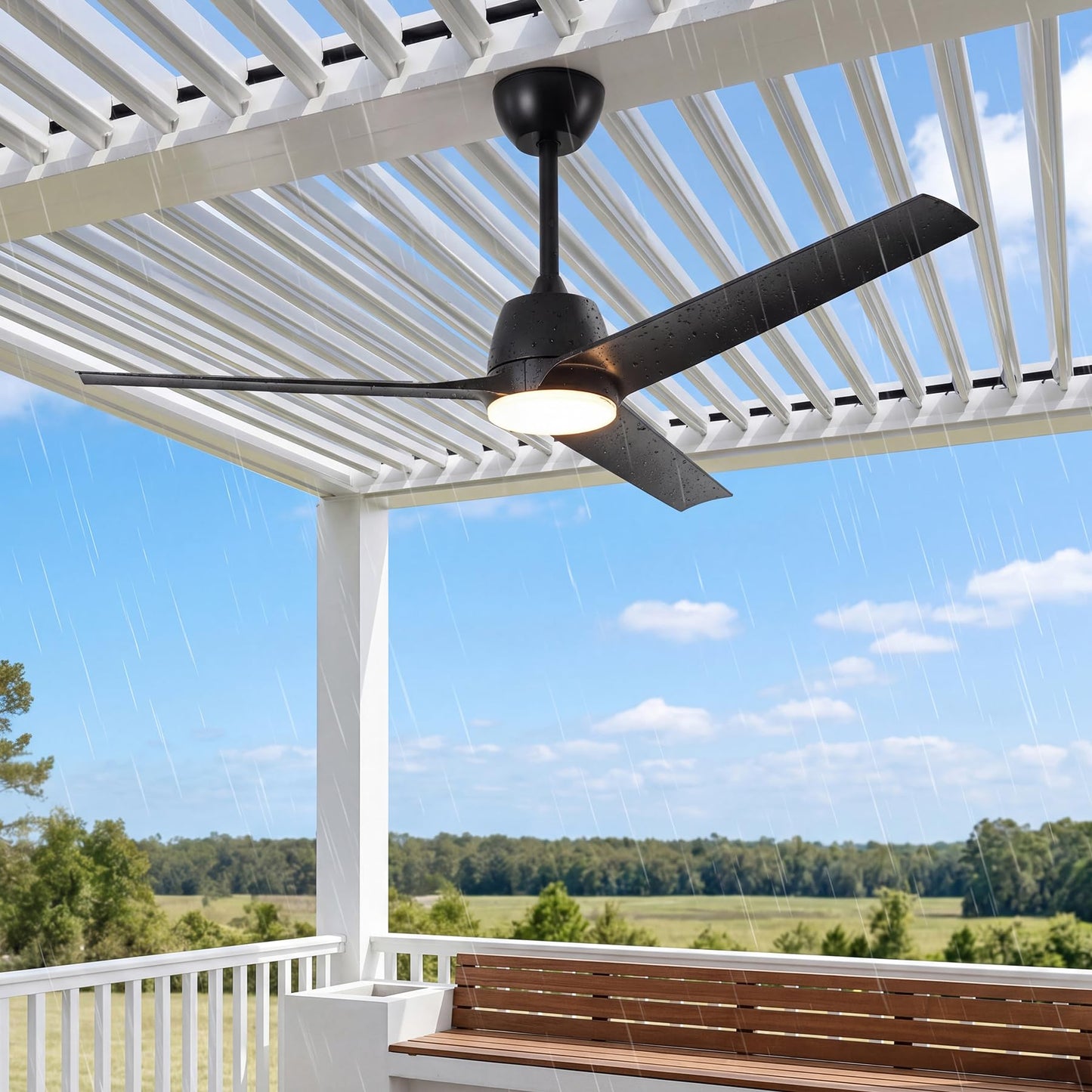 Tribesigns 52" Outdoor Ceiling Fan with Light and Remote, IP66 Waterproof
