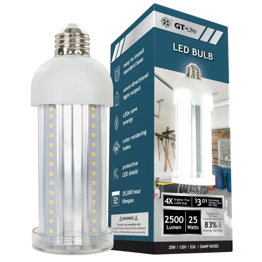GT-Lite 2500 Lumen LED Corn Cob Bulb, 25W Daylight 5000K