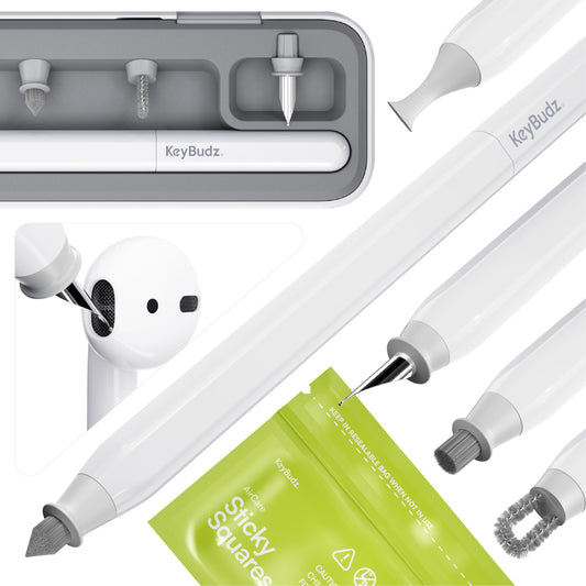 KeyBudz Air Care 2.0 AirPods Cleaning Kit - Patented Multi-Tool Cleaner with Interchangeable Brush Tips for AirPods, iPhone and Apple Devices
