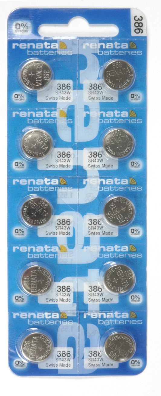 Renata TS-386-10 386 Silver Oxide Battery - 10 Pack
