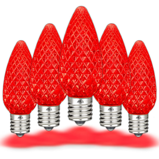 Novelty Lights 25PK C9 LED Faceted Dimmable Christmas Bulbs, E17 Base