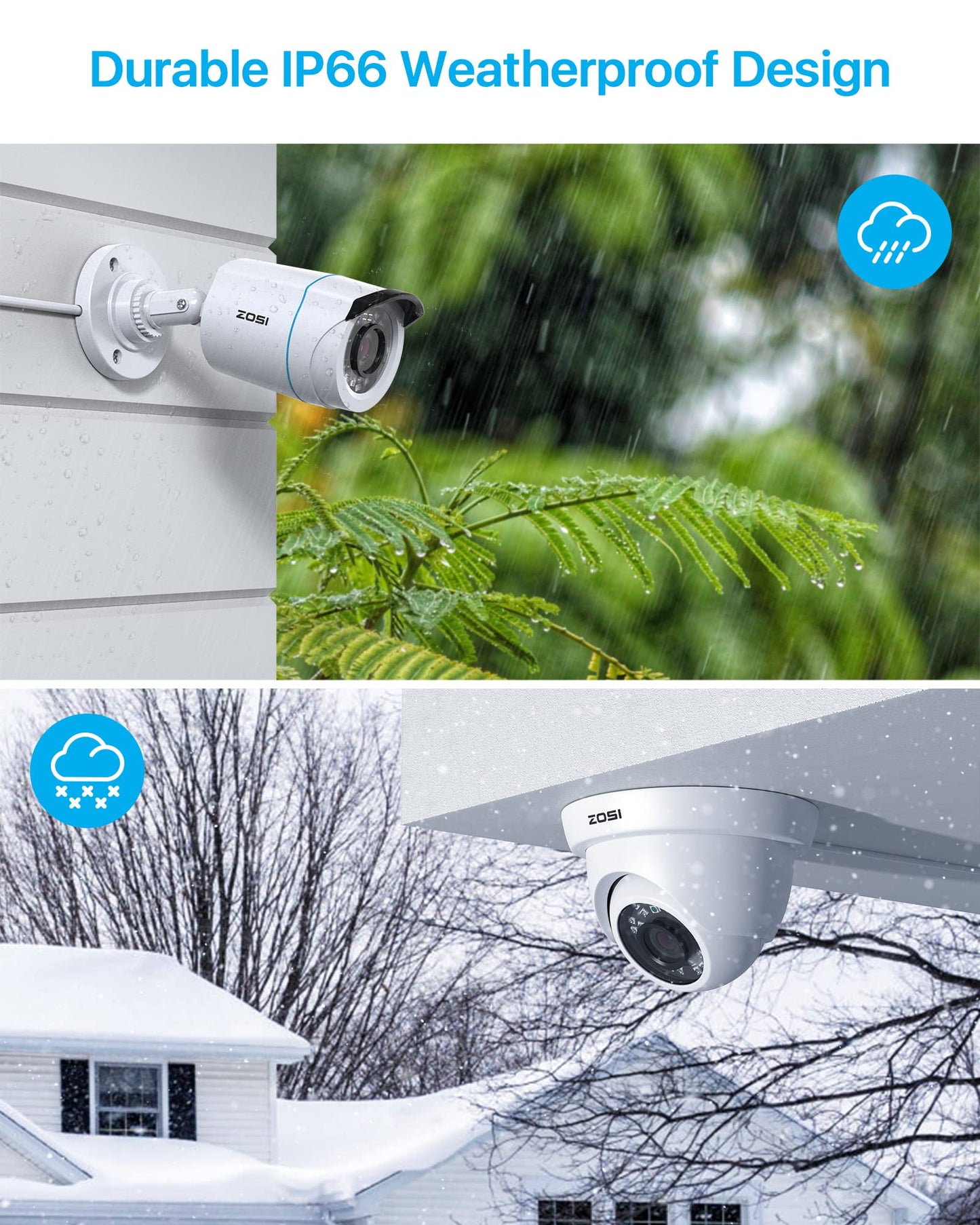 ZOSI 3K Lite Home Security Camera System with AI Human Vehicle Detection, H.265+ 8CH CCTV DVR and 8 x 1080p Wired Outdoor Indoor Bullet Dome Cameras