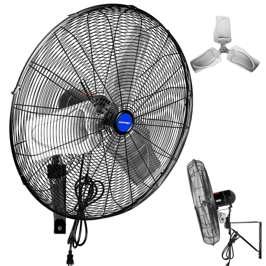 NORTHSKY 24 Inch Oscillating Wall-Mount Fan, 6,600 CFM Airflow High-Velocity Industrial Fan, 3 Speeds, 1/4 HP, Heavy Duty Fans Indoor Ideal