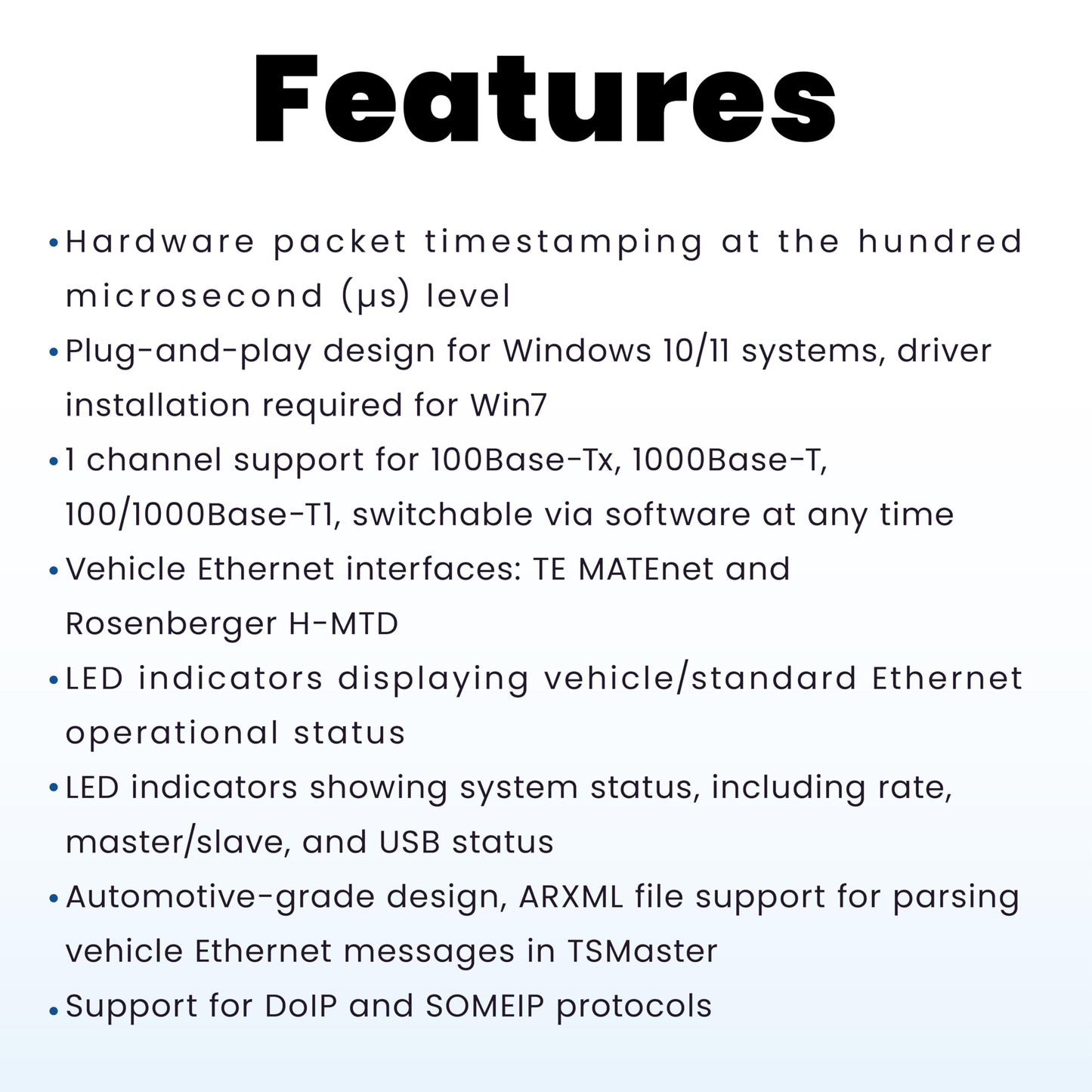 TOSUN Technology - 1 CH 100Base-Tx 1000Base-T or Car Ethernet 100/1000Base-T1 to USB Adapter