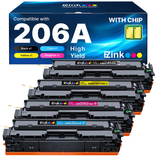 E-Z Ink 206A Toner Cartridges 4 Pack for HP M283fdw M283cdw M255dw