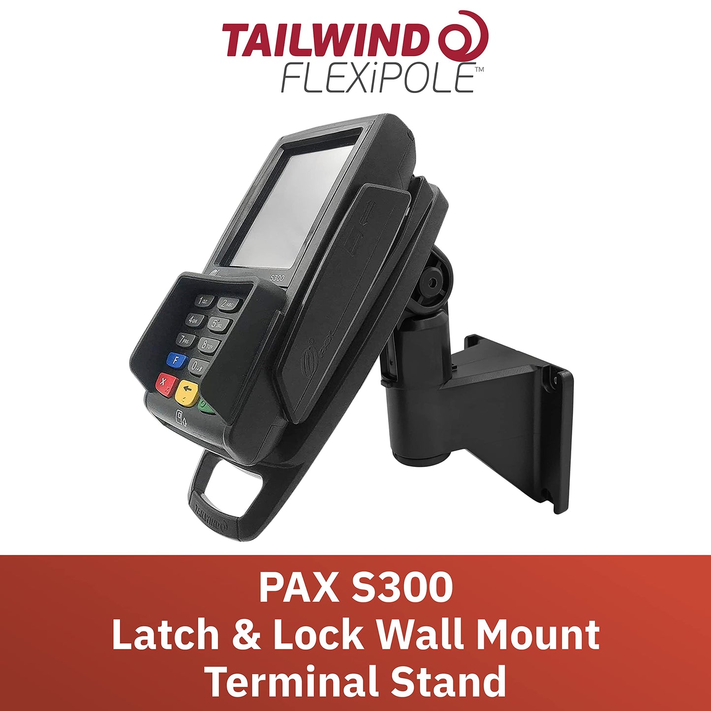 ENS Tailwind Pax S300 7" Key Locking Wall Mount Terminal Stand, Black