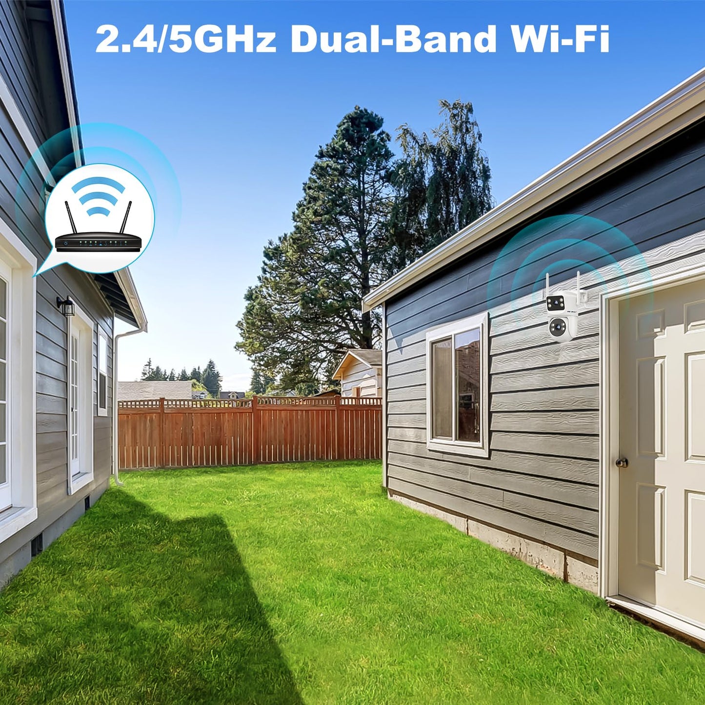 GENBOLT PTZ WiFi Security Camera Outdoor with Dual Lens, CCTV Surveillance with Dual View, Cloud Storage Upgraded with Color Night, Auto Tracking