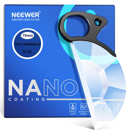NEEWER 79mm Handheld Half Moon Kaleidoscope Prism Lens Filter with Hand Grip, 1/4" Threaded Hole for Small Tripod Magic Arm, K9 Optical Crystal