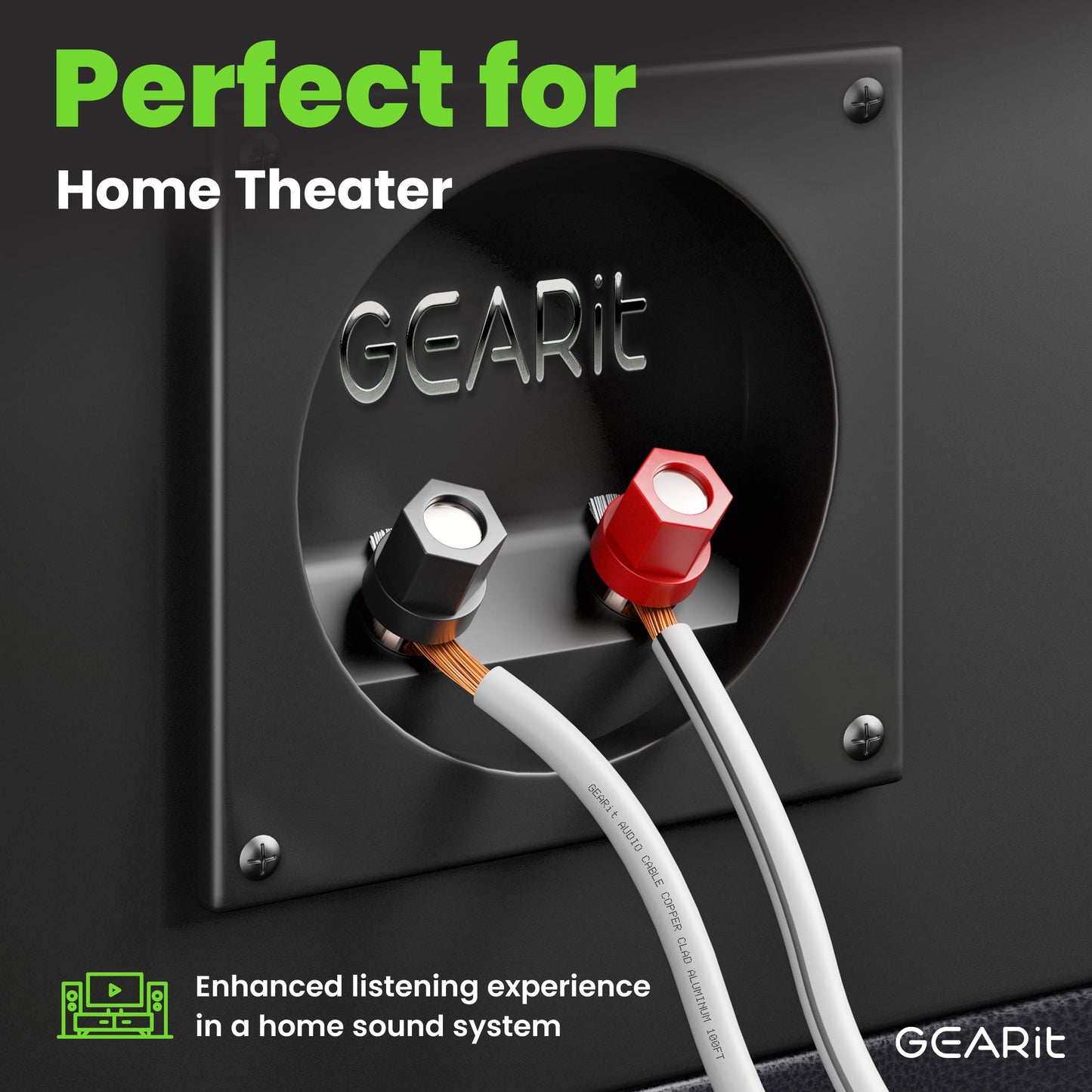 GEARit 14 Gauge Speaker Wire 500ft,Flexible Speaker Cable with Foot Markers & Polarity Markings,14 Gauge Wire for Car Audio & Home Theater