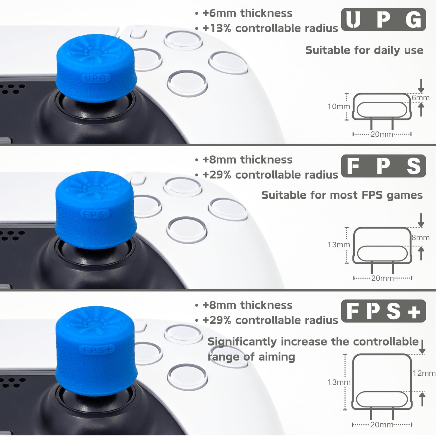 Luck&Link Thumb Grip Set Joystick Cap Analog Stick Cap for for Switch Pro/PS5 Dualsense/Xbox[XSX/XB1] (Blue)