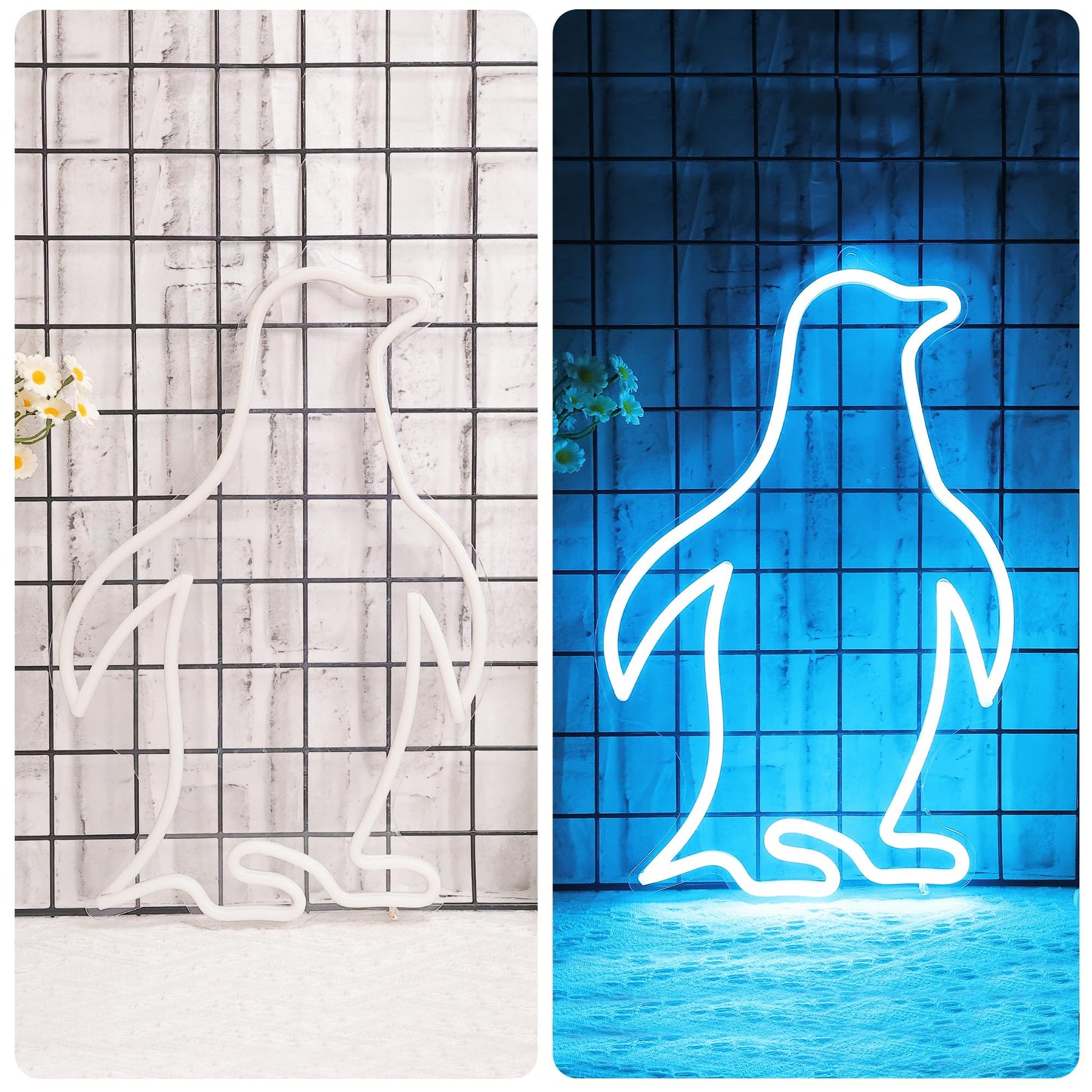 CoolGift Mart Penguin Neon Sign, Penguin Lamp Wall Decor, Dimmable Birthday Party Decorations for Home, Patio, Garden, Bars, Restaurants, Hotels