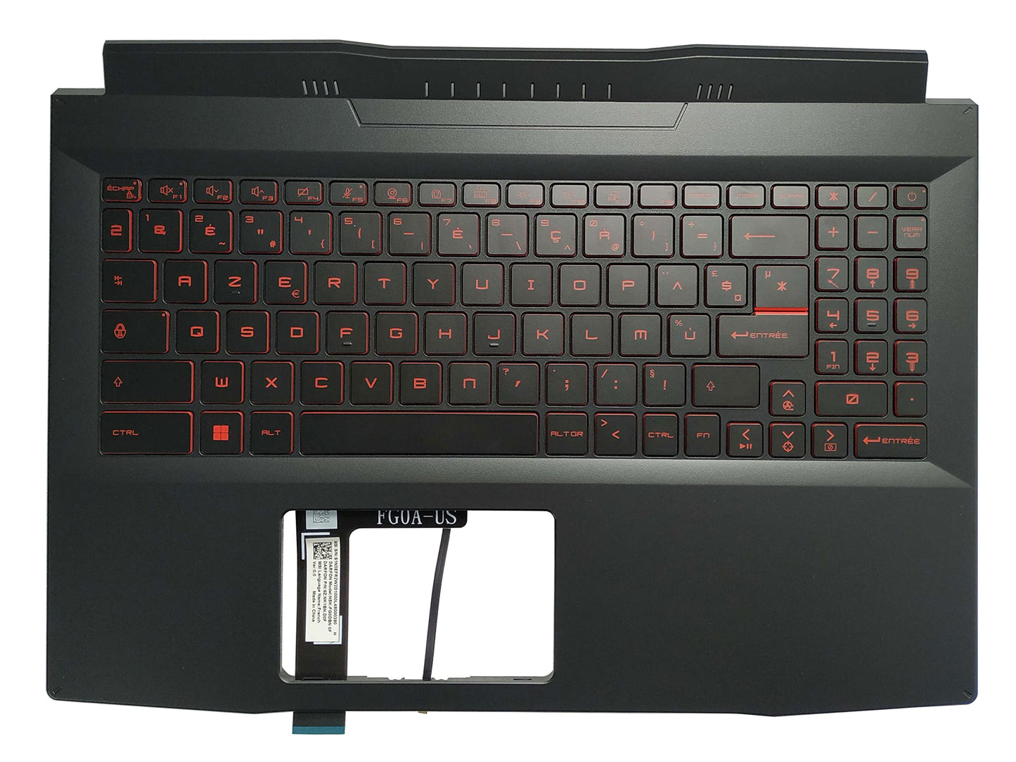 Laptop Replacement Keyboard Compatible for MSI Katana Pulse GF66 11UE 11UG 11UD MS-1581 MS-1582 GL66 US Layout with Palmrest Upper Cover Case Shell