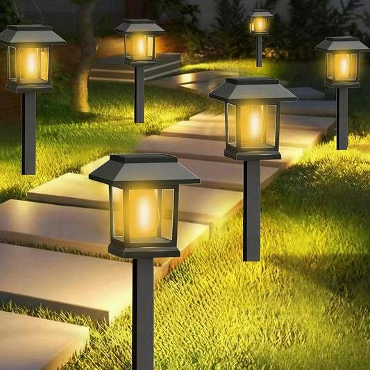 Solar Pathway Lights , 4Pack Upgraded Brighter Solar Garden Lights Garden decor, Up To 10 Hours Outdoor Solar Lights for Yard Landscape Lighting Path