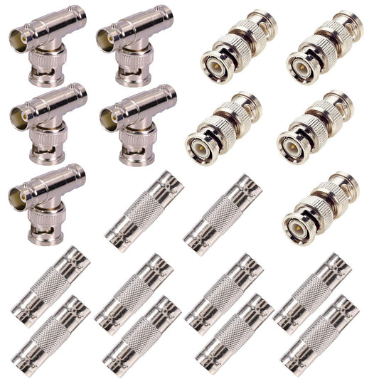 BeElion 20 Pack BNC Adapters, Mixed M/M F/F T-Type BNC Connectors, 50&75 Ohm Coaxial Couplers for CCTV, Satellite, Antenna & Amateur Radio