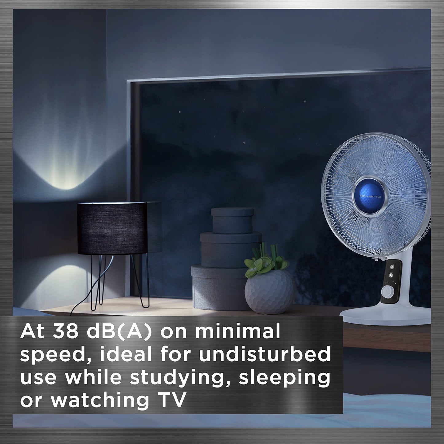 Rowenta, Desk Fan, Turbo Silence Table Fan, 12 Inches, Ultra Quiet Fan for Bedroom, Oscillating, Portable, 4 Speeds, Manual Turn Dial, White, Indoor