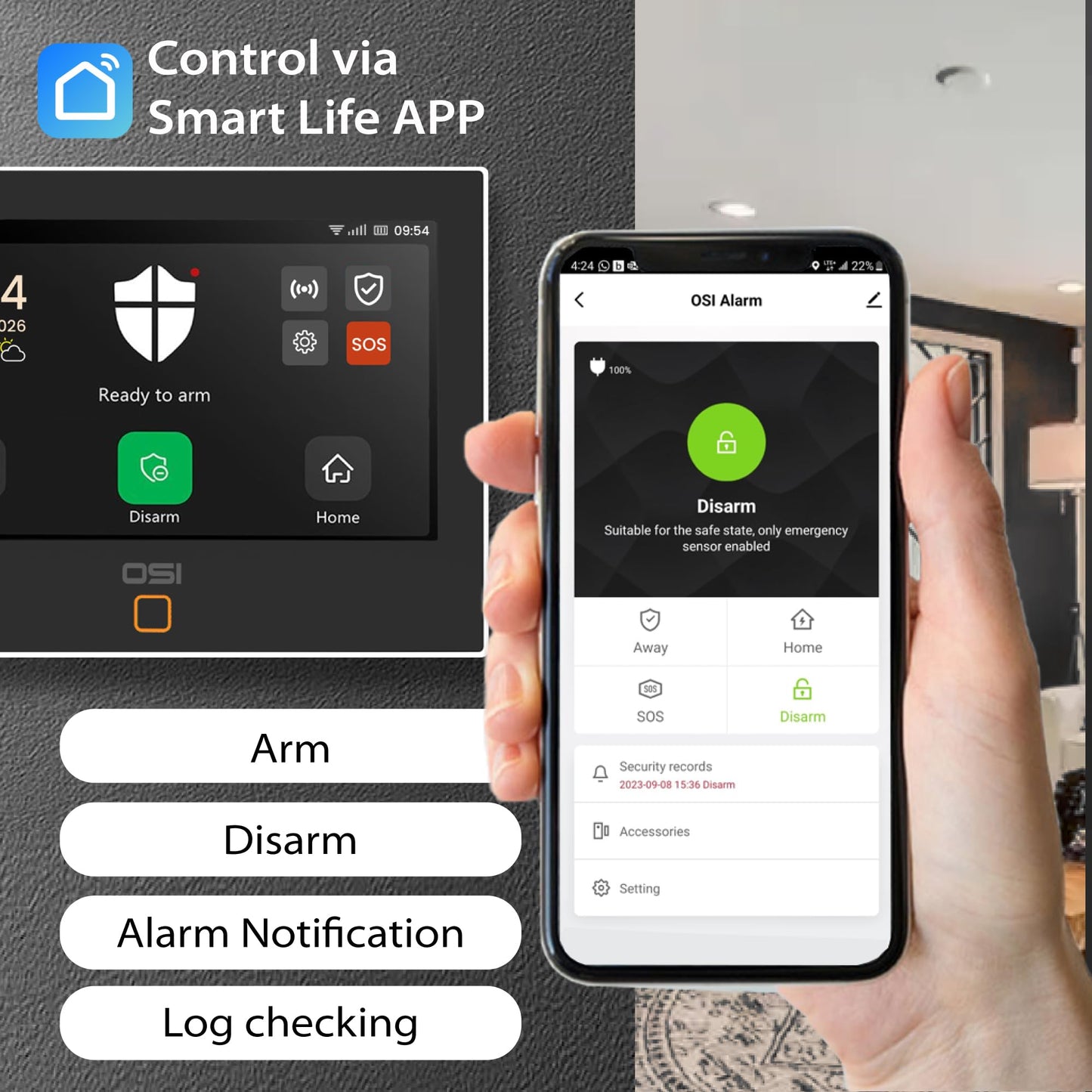 OSI Alarm System Gen 2 (4G), 11pc, DIY, Motion & Entry Sensors, Wireless Siren, Remotes, App & Alexa Compatible Self Monitor(No Monthly Fees) or 24/7