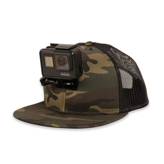 ActionHat® Camo Flat Bill - Patented Floating Hat Mount Compatible for GoPro, DJI, Insta360 Action Cameras